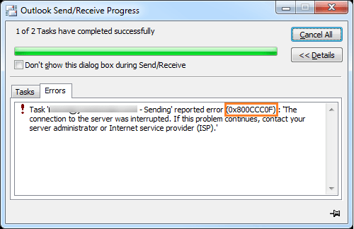 Outlook-error-0x800ccc0f